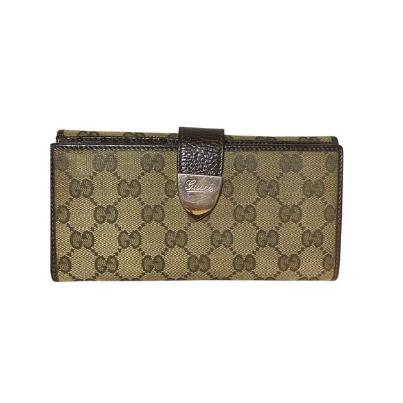 Gucci Brown GG Coated Canvas and Leather Continental Bifold Wallet in Tan Brown - Picture 1 of 10